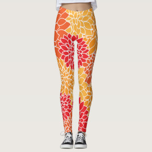 Dahlia-Blume, Muster von Blume, Orange Dahlia Leggings