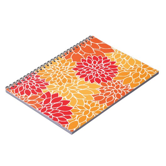 Dahlia-Blume, Muster von Blume, Orange Dahlia Notizblock (Linke Seite)