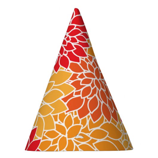 Dahlia-Blume, Muster von Blume, Orange Dahlia Partyhütchen (Rechts)