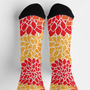 Dahlia-Blume, Muster von Blume, Orange Dahlia Socken