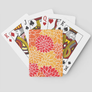 Dahlia-Blume, Muster von Blume, Orange Dahlia Spielkarten