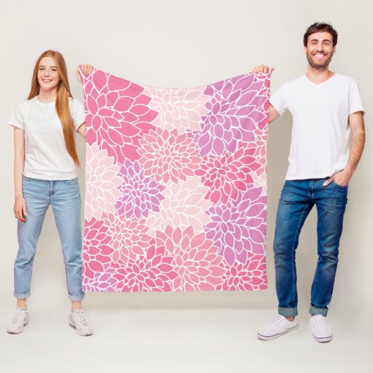 Dahlia-Blume, Muster von Blume, rosa Dahlia Fleecedecke (Beispiel)