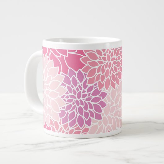 Dahlia-Blume, Muster von Blume, rosa Dahlia Jumbo-Tasse (Vorderseite Links)