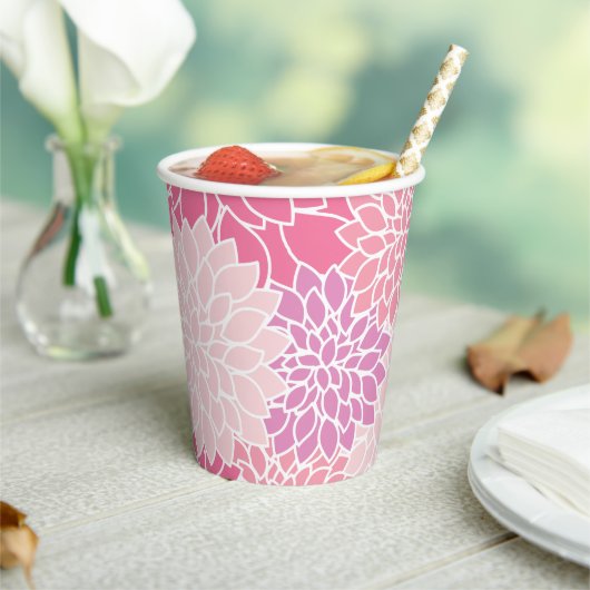 Dahlia-Blume, Muster von Blume, rosa Dahlia Pappbecher (In Situ)