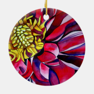 Dahlia Blume Original abstrakte Aquarellkunst Keramik Ornament