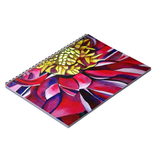 Dahlia Blume Original abstrakte Aquarellkunst Notizblock (Linke Seite)