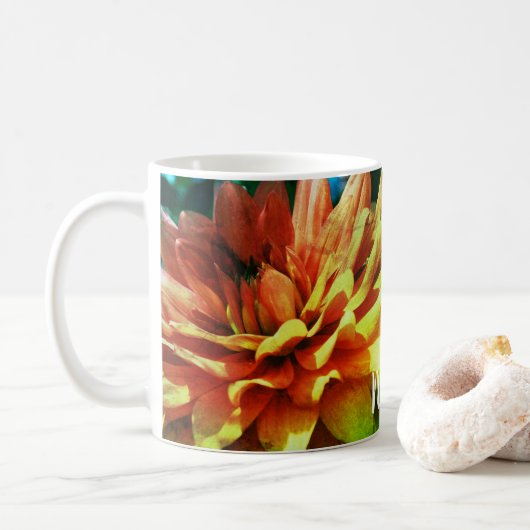 Dahlia Blume Personalisiert Kaffeetasse (Mit Donut)