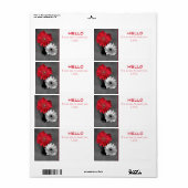 Dahlia Blume Rotes einfarbiges Papiernamenstempel (Vorne)