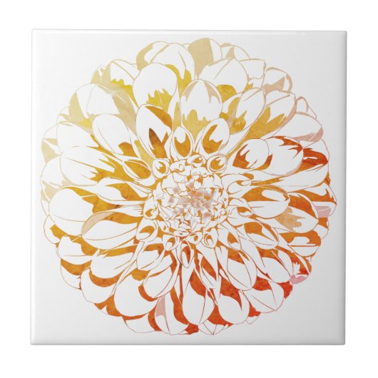 Dahlia-Blumen-Keramikfliese - rostige Töne Fliese (Vorderseite)