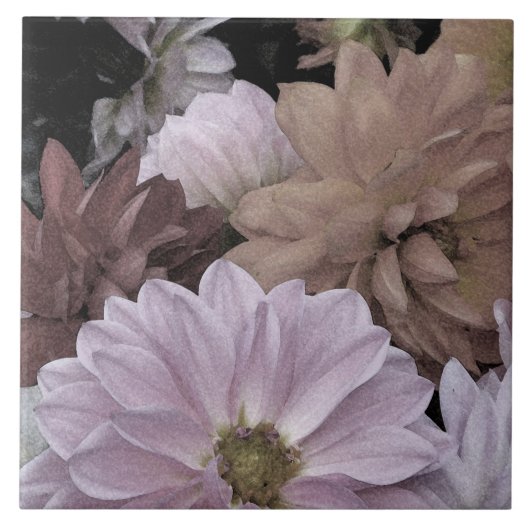 Dahlia Blumengarten Abstrakte Keramik Fliese (Vorderseite)