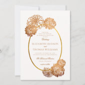 Dahlia Blumenstrauß-Skizze Kupfer Gold Hochzeit im Einladung (Vorderseite)