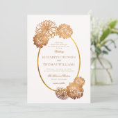 Dahlia Blumenstrauß-Skizze Kupfer Gold Hochzeit im Einladung (Stehend Vorderseite)
