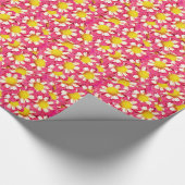 Dahlia-Bouquet - Korallen und Weiß mit gelber Farb Geschenkpapier (Ecke)