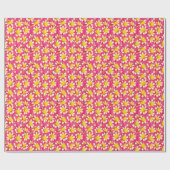 Dahlia-Bouquet - Korallen und Weiß mit gelber Farb Geschenkpapier (Flach)