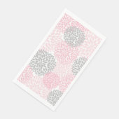 Dahlia Bouquet - rosa graue Papierhandtücher Serviette (Ecke)