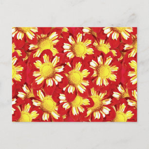 Dahlia-Bouquet - rot und weiß mit gelb Postkarte