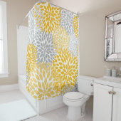 Dahlia Bouquet - Senf, gelb, grau, blumenreich Duschvorhang (Beispiel)