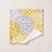 Dahlia Bouquet - Senfgelb grau Badhandtuch Set (Waschlappen)