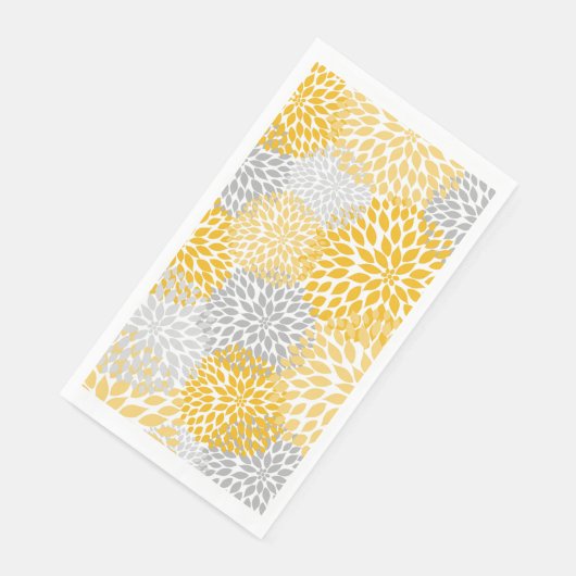 Dahlia Bouquet - Senfgelb grau Serviette (Ecke)