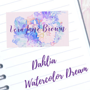 Dahlia Bouquet Watercolor Business Card Visitenkarte