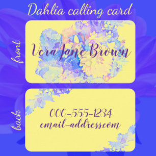 Dahlia Bouquet Watercolor Business Card Visitenkarte