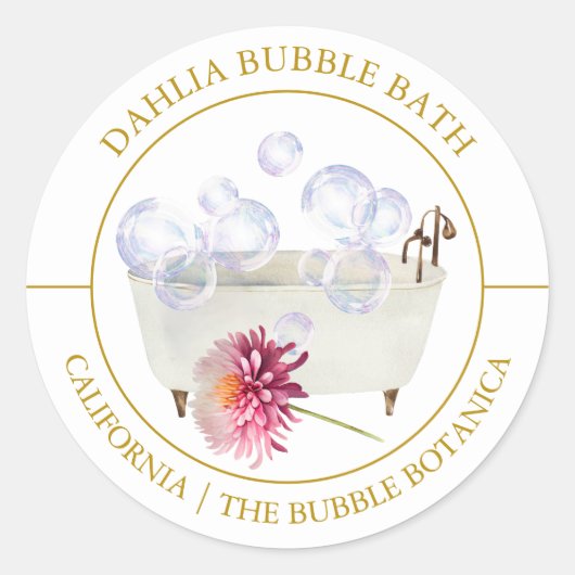 Dahlia Bubble Bath-Label Runder Aufkleber (Vorderseite)