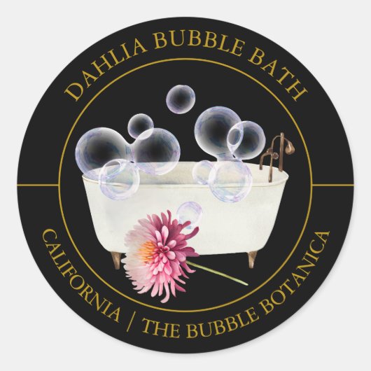 Dahlia Bubble Bath-Label Runder Aufkleber (Vorderseite)