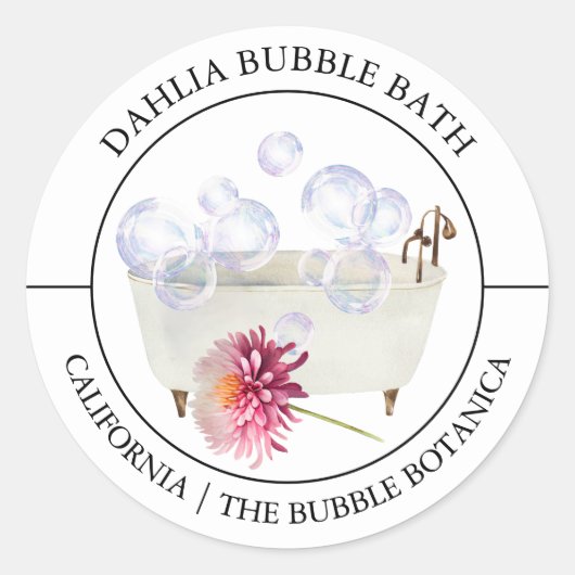 Dahlia Bubble Bath-Label Runder Aufkleber (Vorderseite)