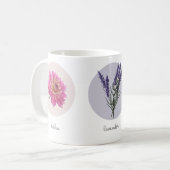 Dahlia, Coneflower und Lavender-Blume Kaffeetasse (Vorderseite Links)