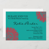 Dahlia Coral und aquamarine Blume Einladung (Vorne/Hinten)