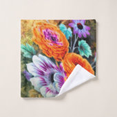 Dahlia daisa Garten Blumengrün, goldgelb Badhandtuch Set (Waschlappen)