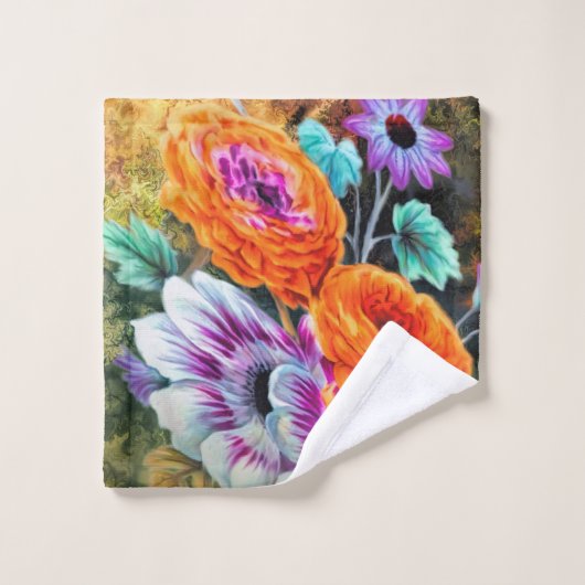 Dahlia daisa Garten Blumengrün, goldgelb Badhandtuch Set (Waschlappen)