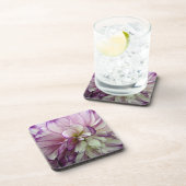 Dahlia Design Set 6 Square Cork Untersetzer (Rechte Seite)