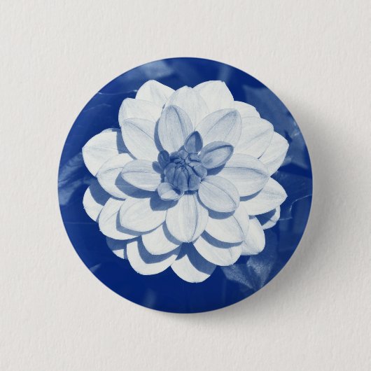 Dahlia - Digital Cyanotype Button (Vorderseite)
