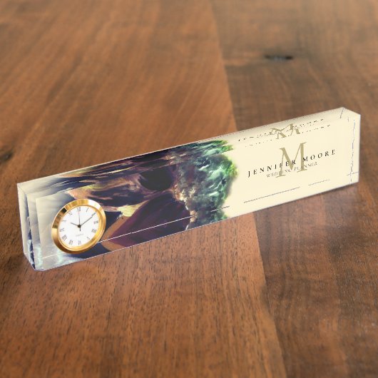 Dahlia Floral Painting Monogramm Namensplakette (Seite)