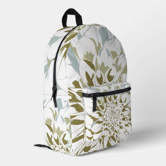 Dahlia floral printed backpack bedruckter rucksack (Rückseitige Ecke links)