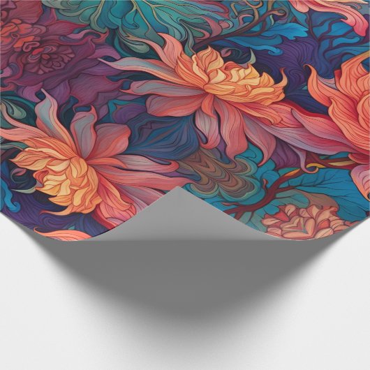 Dahlia Floral Tapestry Geschenkpapier (Ecke)
