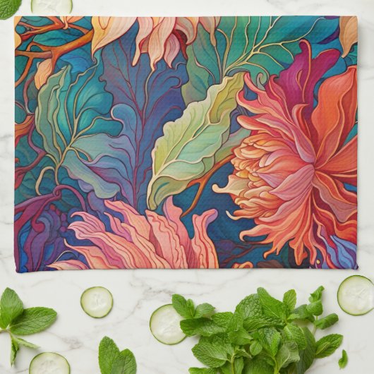 Dahlia Floral Tapestry Geschirrtuch (Gefaltet)