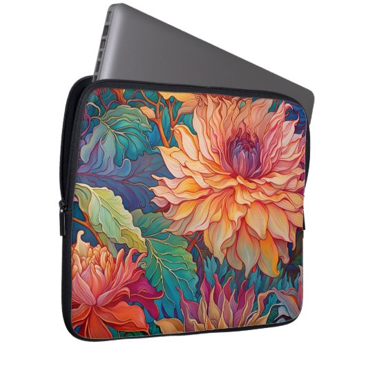 Dahlia Floral Tapestry Laptopschutzhülle (Vorne Rechts)