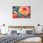 Dahlia Floral Tapestry Leinwanddruck (Insitu (Schlafzimmer))