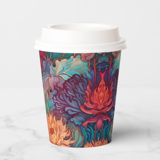 Dahlia Floral Tapestry Pappbecher (Rückseite)