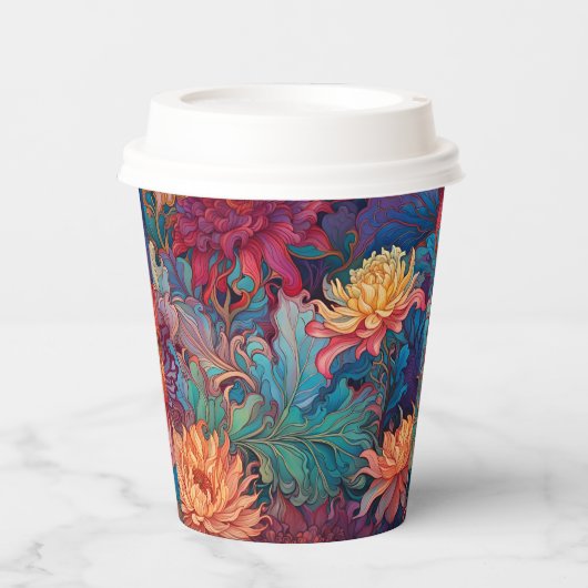 Dahlia Floral Tapestry Pappbecher (Vorderseite)