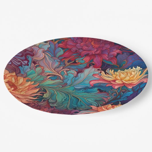 Dahlia Floral Tapestry Pappteller (Schrägansicht)