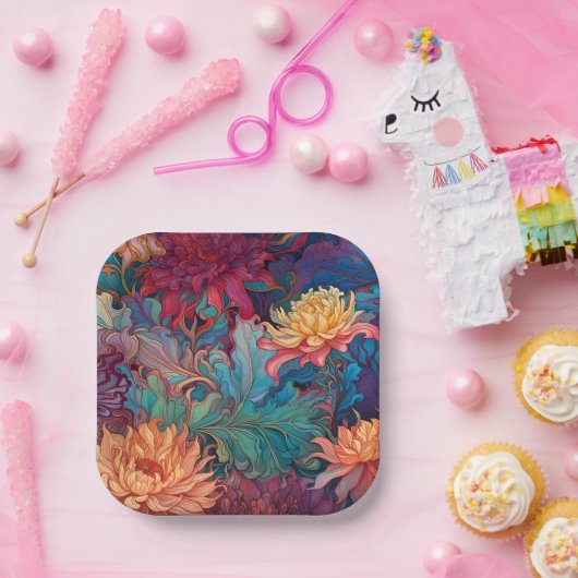 Dahlia Floral Tapestry Pappteller (Party)