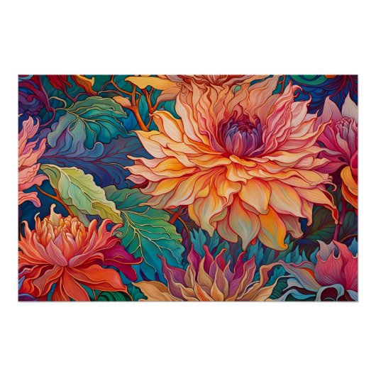 Dahlia Floral Tapestry Poster (Vorderseite)