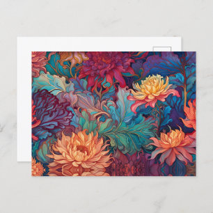 Dahlia Floral Tapestry Postkarte