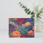 Dahlia Floral Tapestry Postkarte (Stehend Vorderseite)