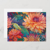 Dahlia Floral Tapestry Postkarte (Vorne/Hinten)