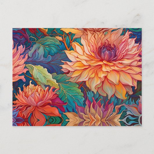 Dahlia Floral Tapestry Postkarte (Vorderseite)