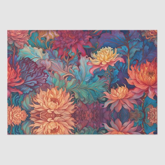 Dahlia Floral Tapestry Seidenpapier (Vorderseite)